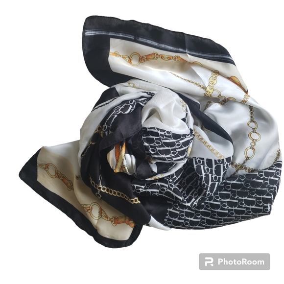 Silk like scarf, NOT DIOR, polyester. - Picture 1 of 8